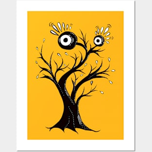 Excited Tree Monster Ink Drawing Posters and Art